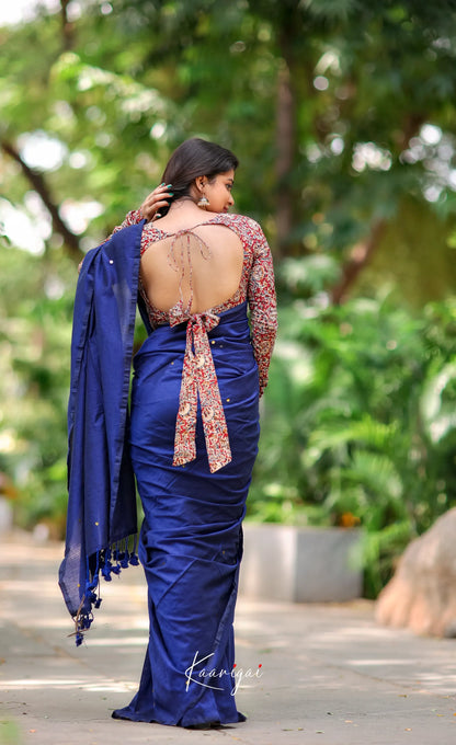 Azhagi- Dark Blue Cotton Saree Sarees