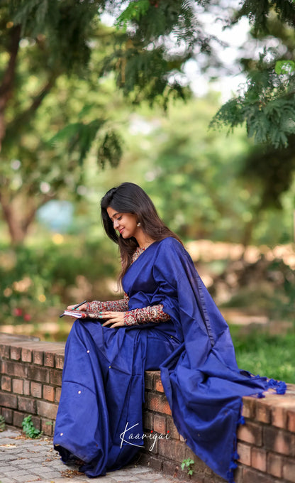 Azhagi- Dark Blue Cotton Saree Sarees