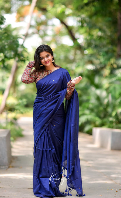 Azhagi- Dark Blue Cotton Saree Sarees