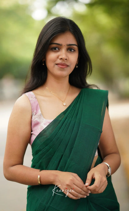 Azhagi - Dark Green Cotton Saree Sarees