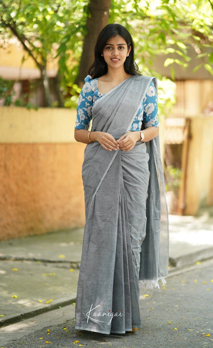 Azhagi - Light Grey Cotton Saree Sarees