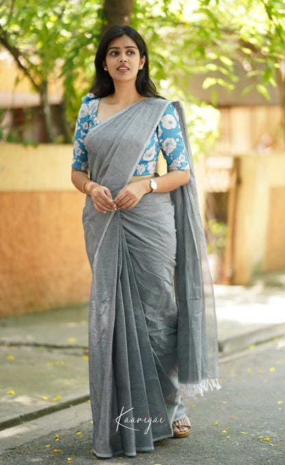 Azhagi - Light Grey Cotton Saree Sarees