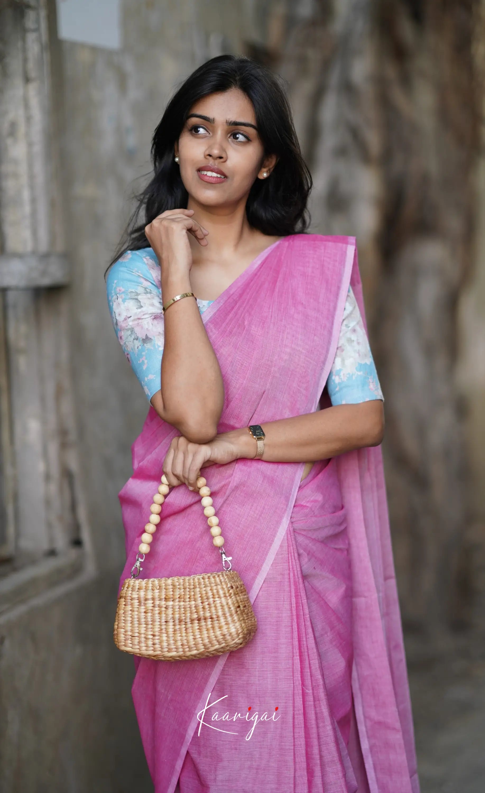Azhagi - Light Pink Cotton Saree Sarees
