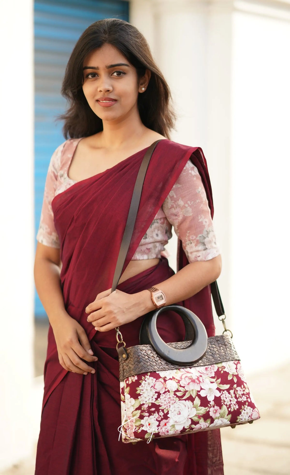 Azhagi - Maroon Cotton Saree Sarees