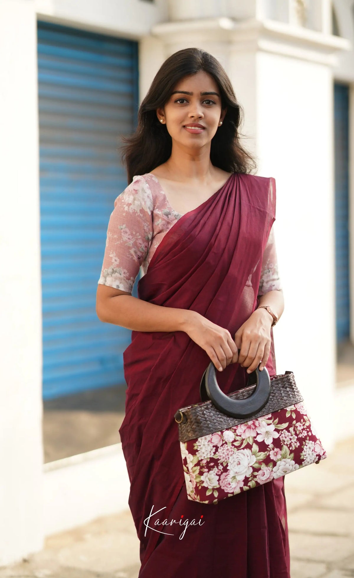 Azhagi - Maroon Cotton Saree Sarees