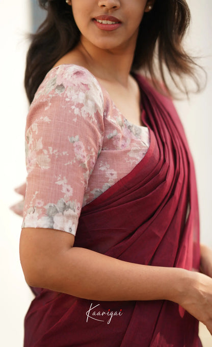 Azhagi - Maroon Cotton Saree Sarees