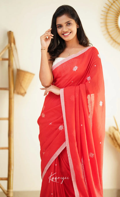 Azhagi - Red Cotton Saree Sarees