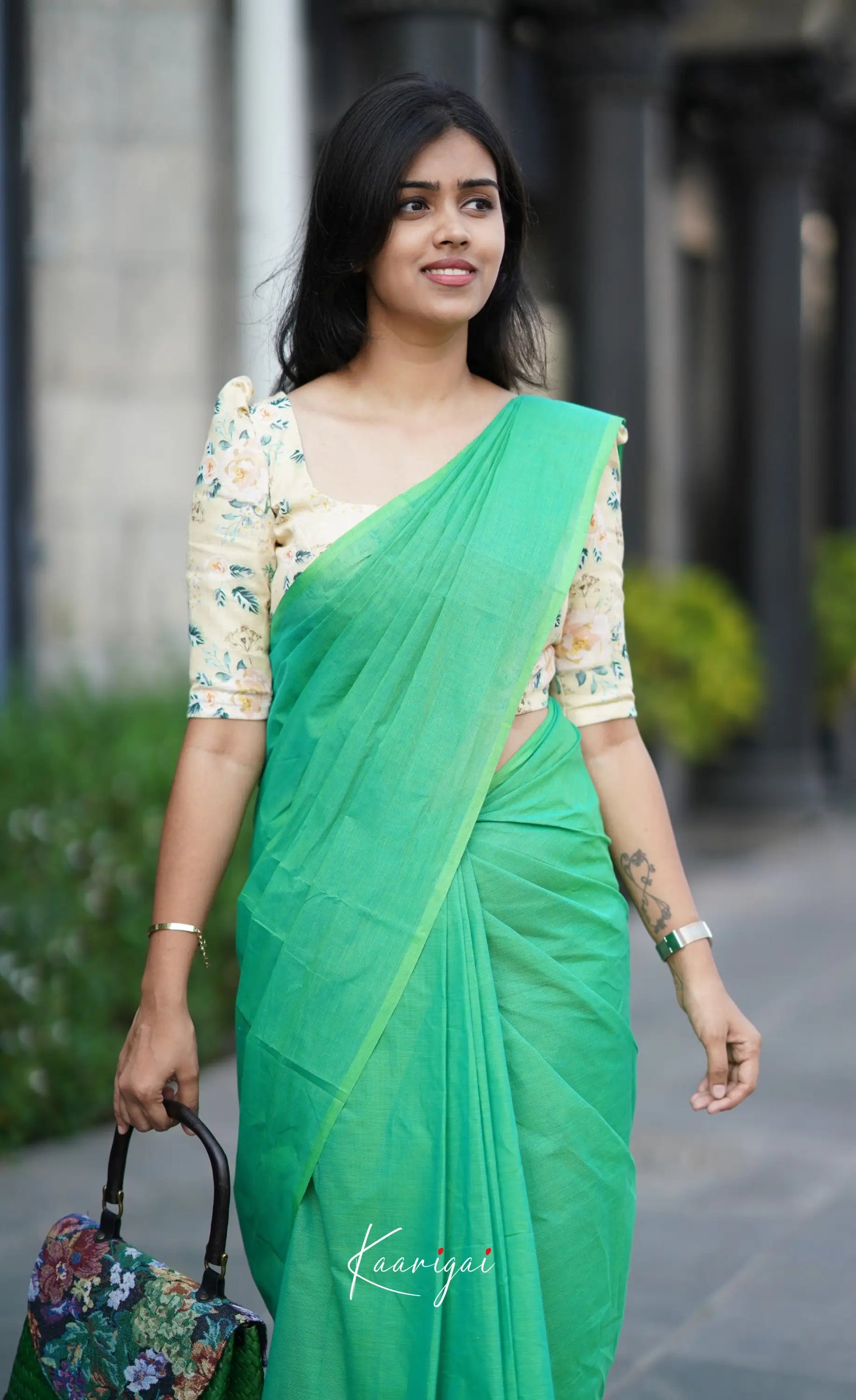 Azhagi - Sea Green Cotton Saree Sarees