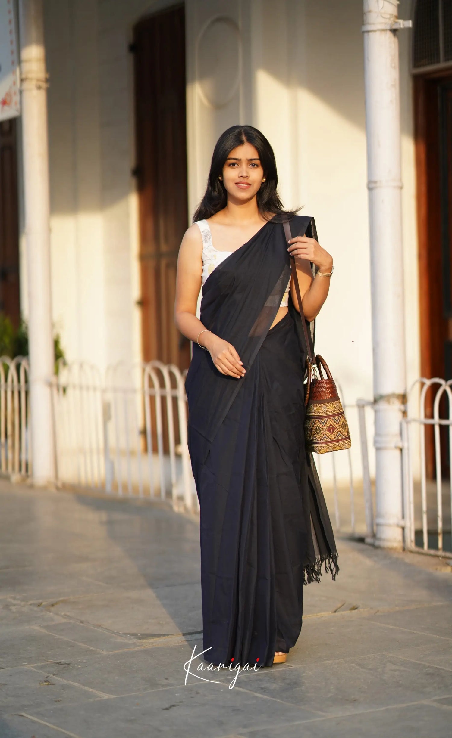 Azhagi - Black Cotton Saree Sarees