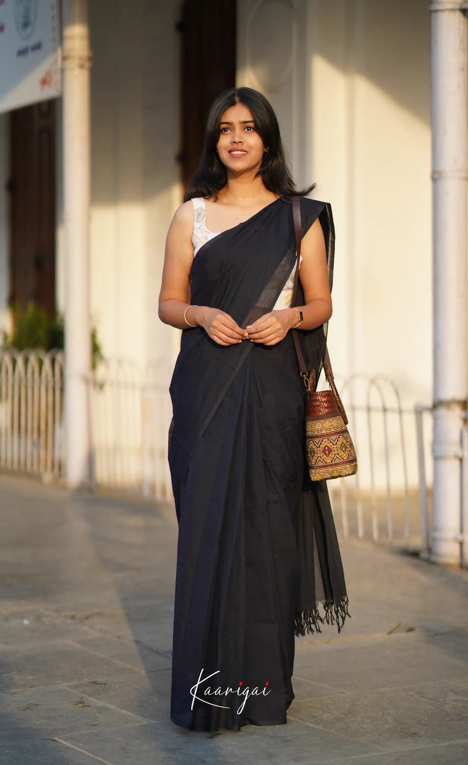 Azhagi - Black Cotton Saree Sarees