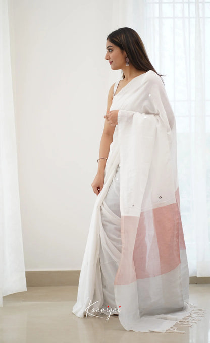 Azhagi- White Handloom Cotton Halfsaree Sarees