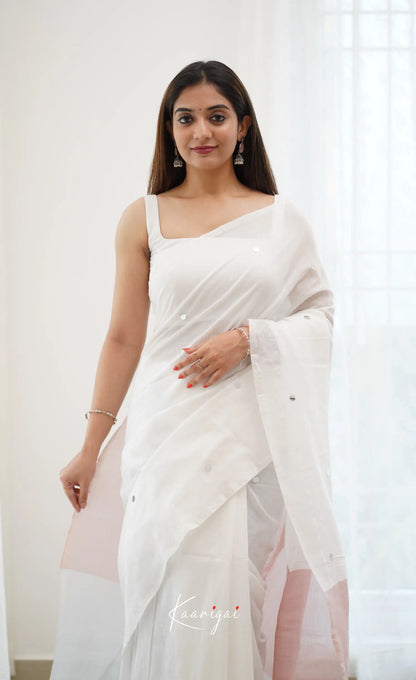 Azhagi- White Handloom Cotton Halfsaree Sarees