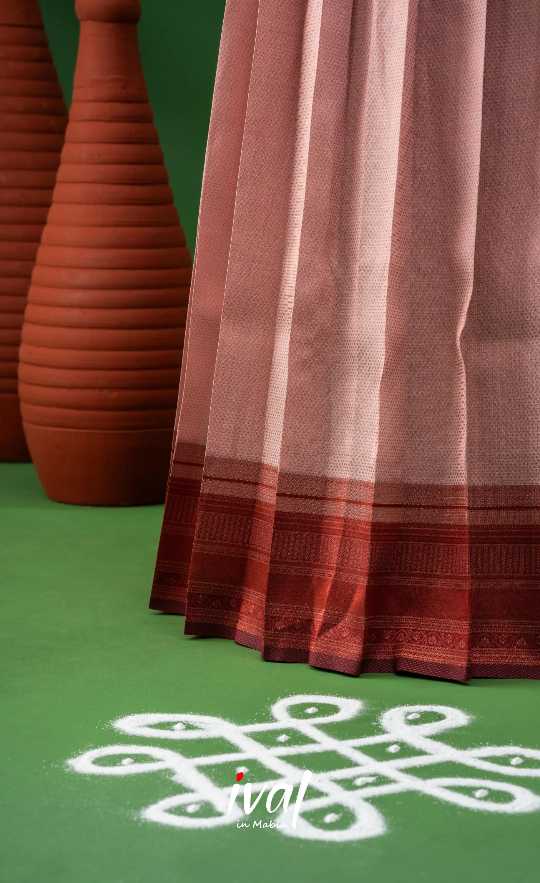 Baby Pink with Maroon Semi-stitched Blended Silk Halfsaree Half Sarees