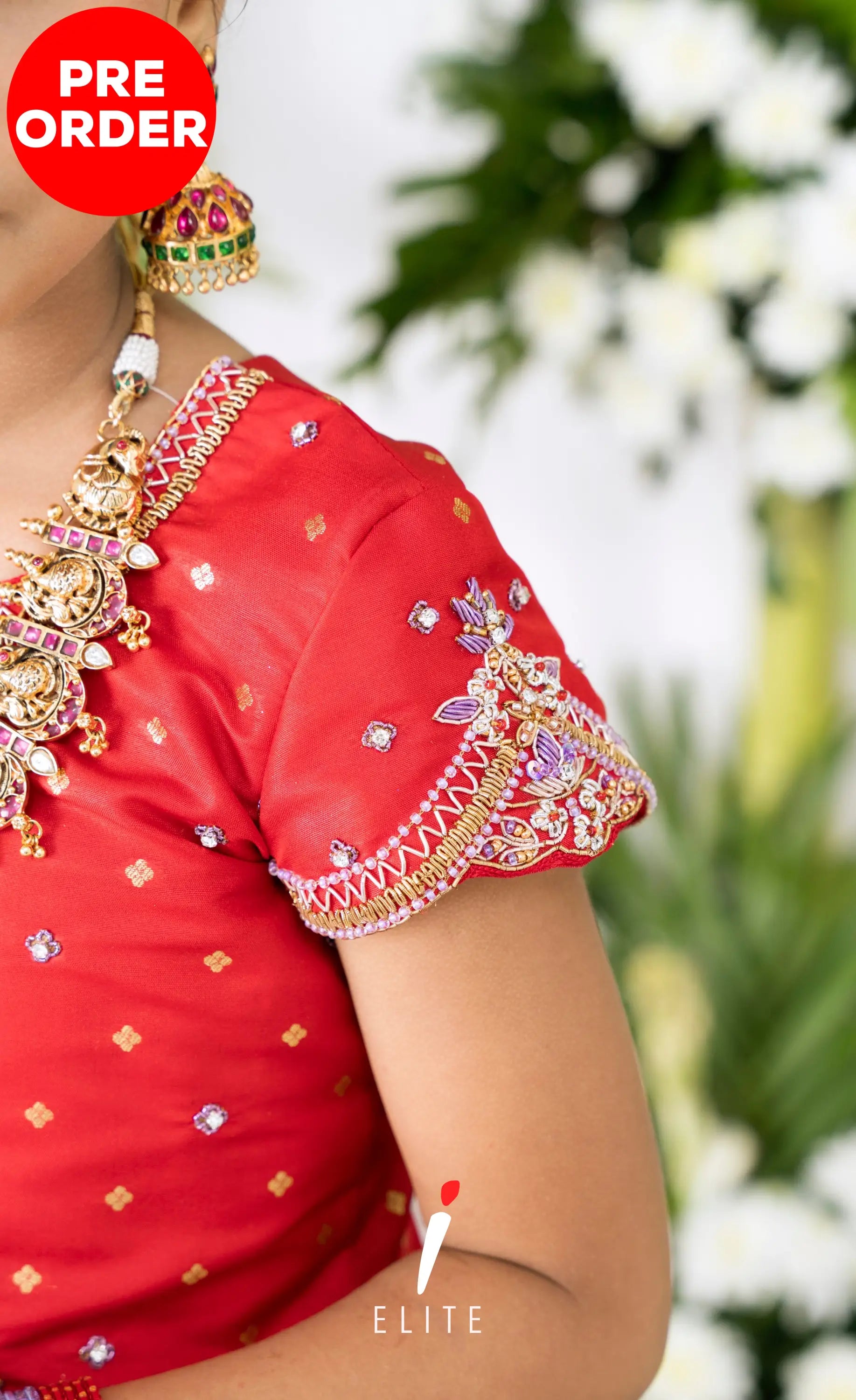 Banarassi Silk Pavadai Sattai - Lavender and Red Kids-Suttis