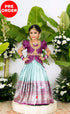 Banarassi Silk Pavadai Sattai - Pastel Blue and Purple Kids-Suttis
