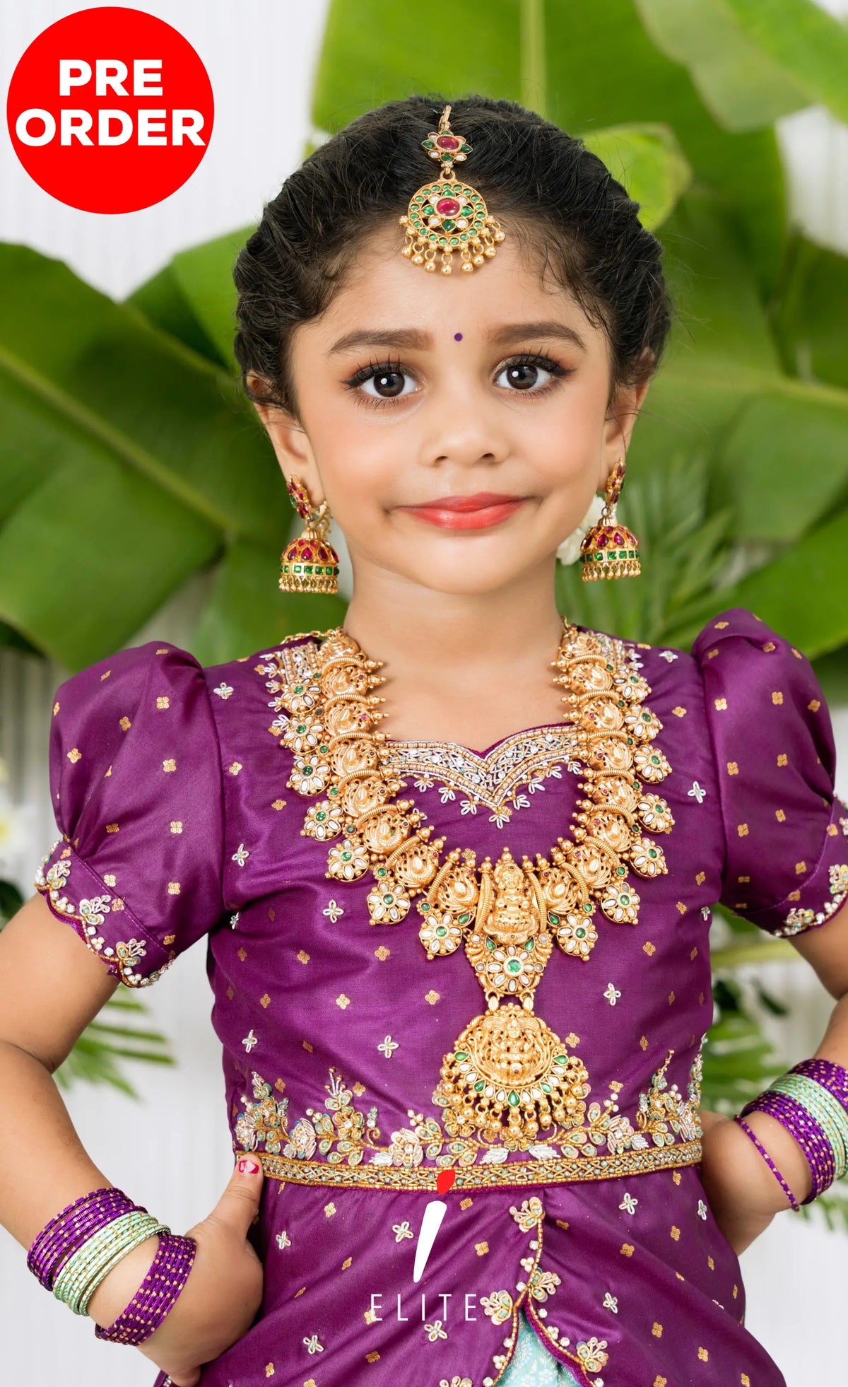 Banarassi Silk Pavadai Sattai - Pastel Blue and Purple Kids-Suttis