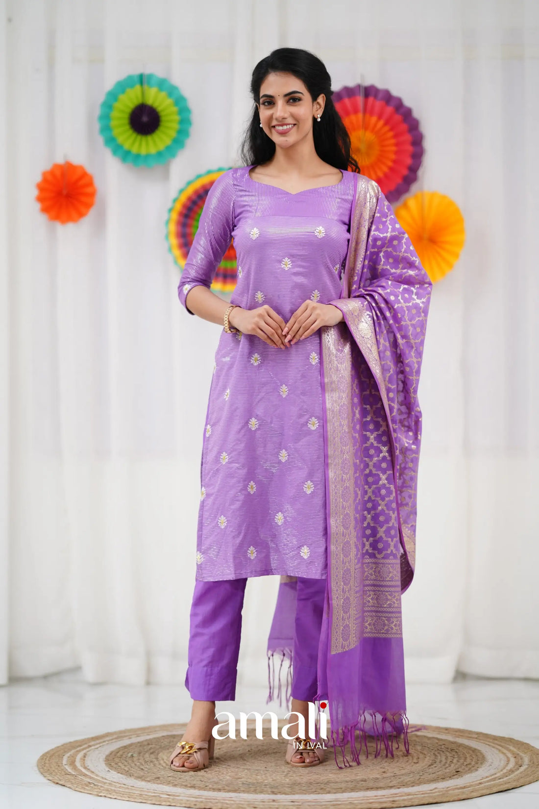 Bavana Banarasi Silk Cotton Salwar - Lavender salwar