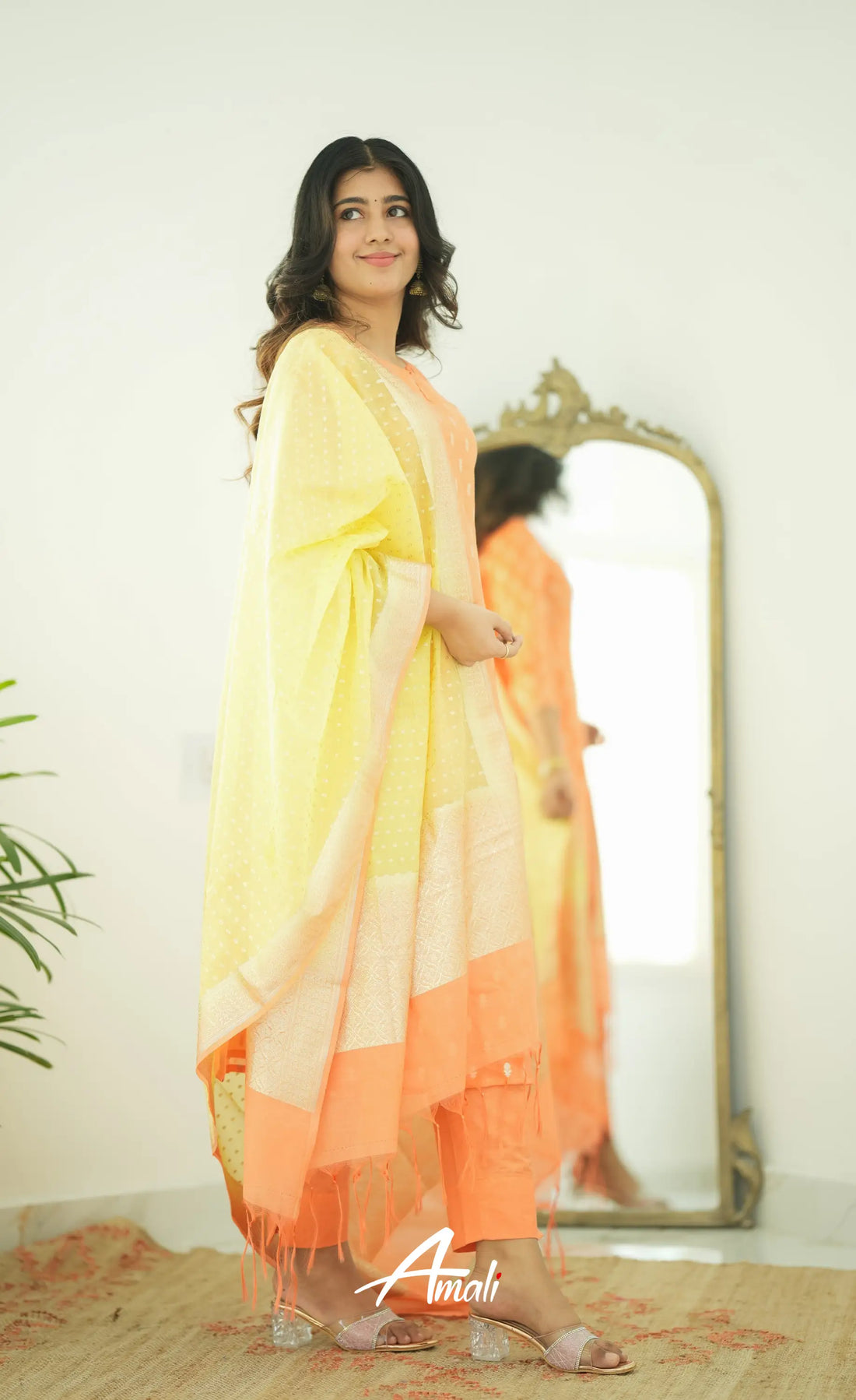 Bavana Chanderi Silk Cotton Salwar - Orange Salwar