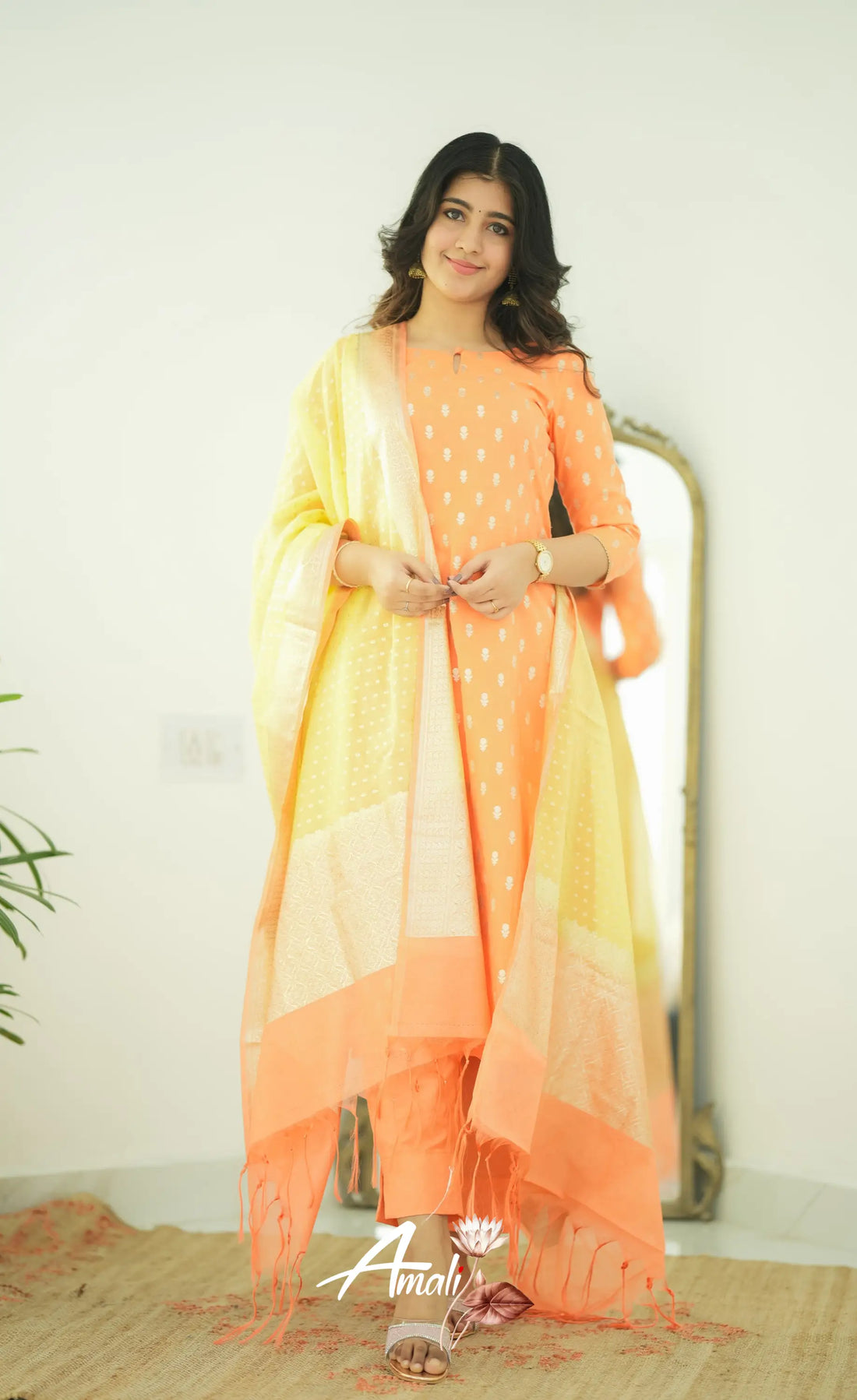 Bavana Chanderi Silk Cotton Salwar - Orange Salwar