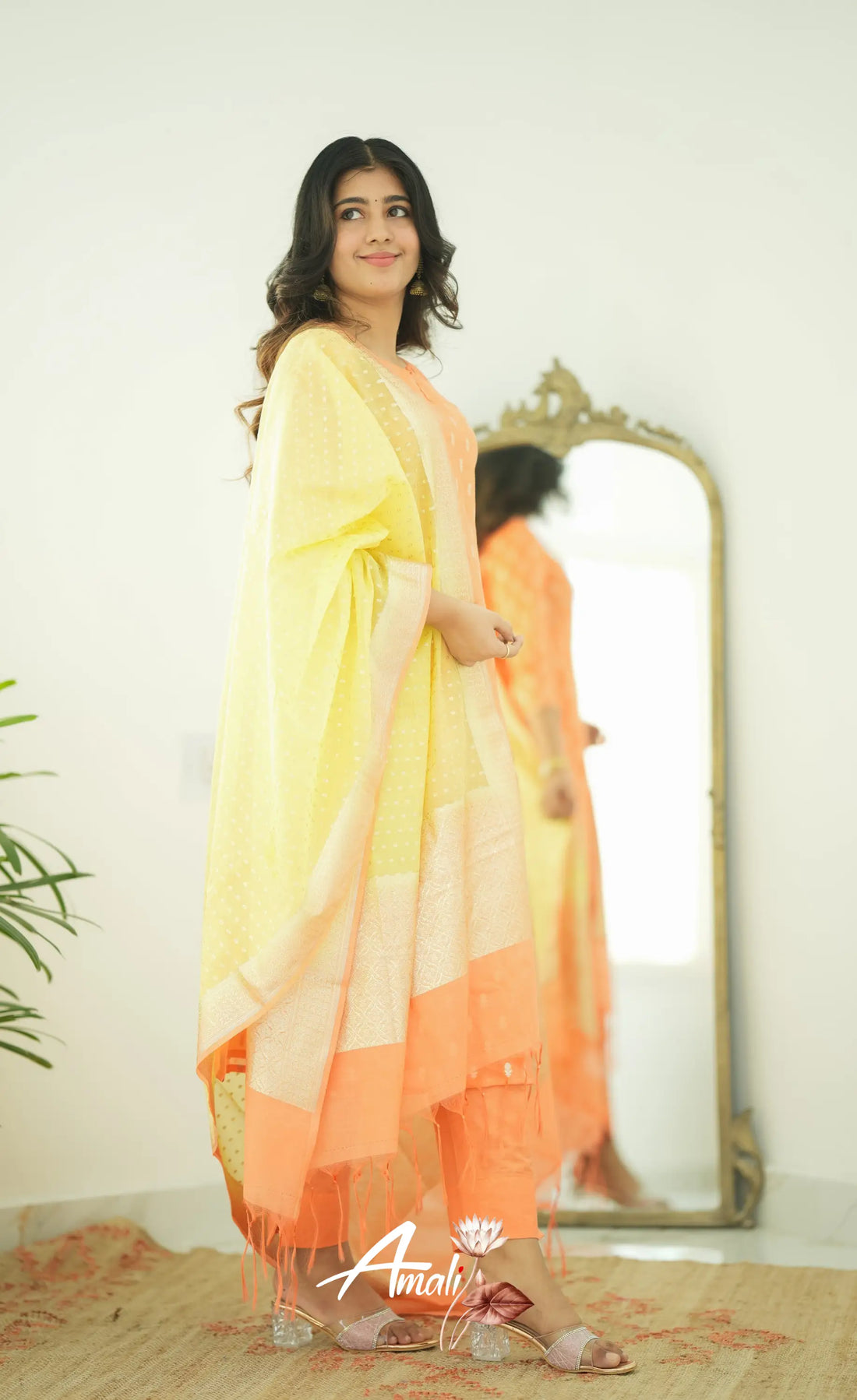 Bavana Chanderi Silk Cotton Salwar - Orange Salwar