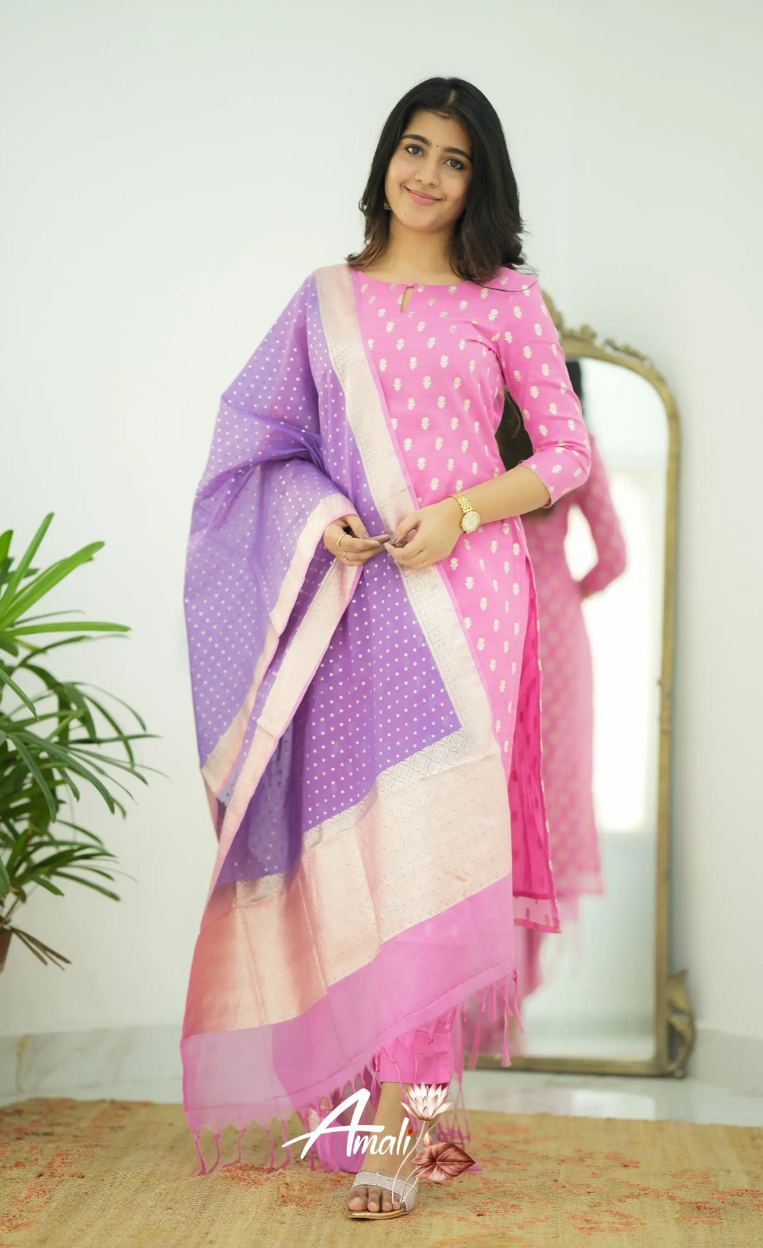 Bavana Chanderi Silk Cotton Salwar - Pink Salwar