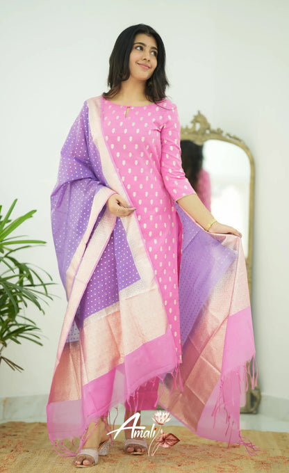 Bavana Chanderi Silk Cotton Salwar - Pink Salwar