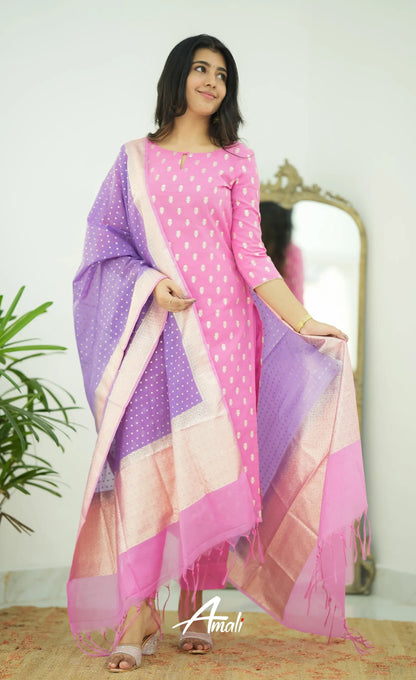 Bavana Chanderi Silk Cotton Salwar - Pink Salwar