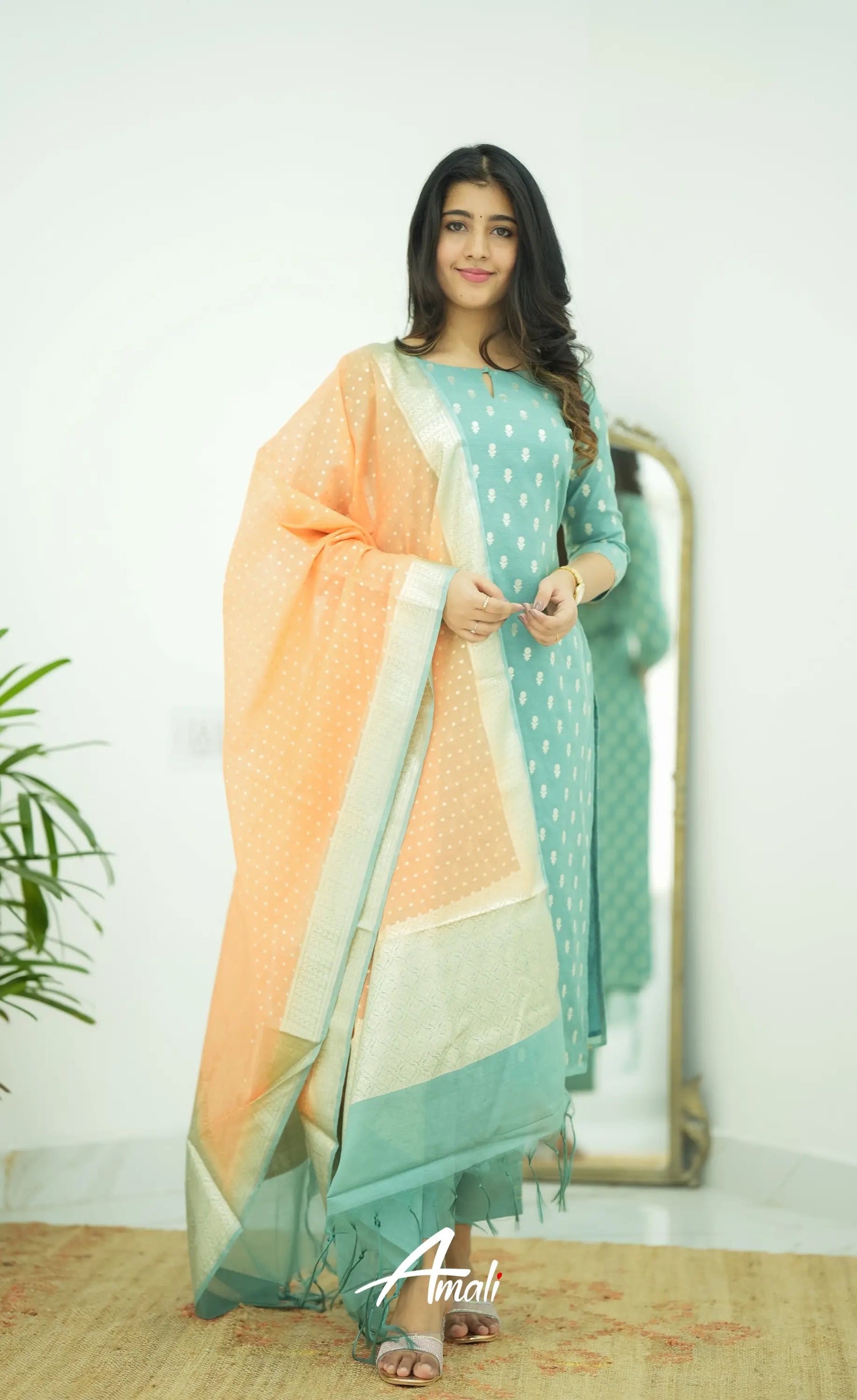 Bavana Chanderi Silk Cotton Salwar - Teal Blue Salwar