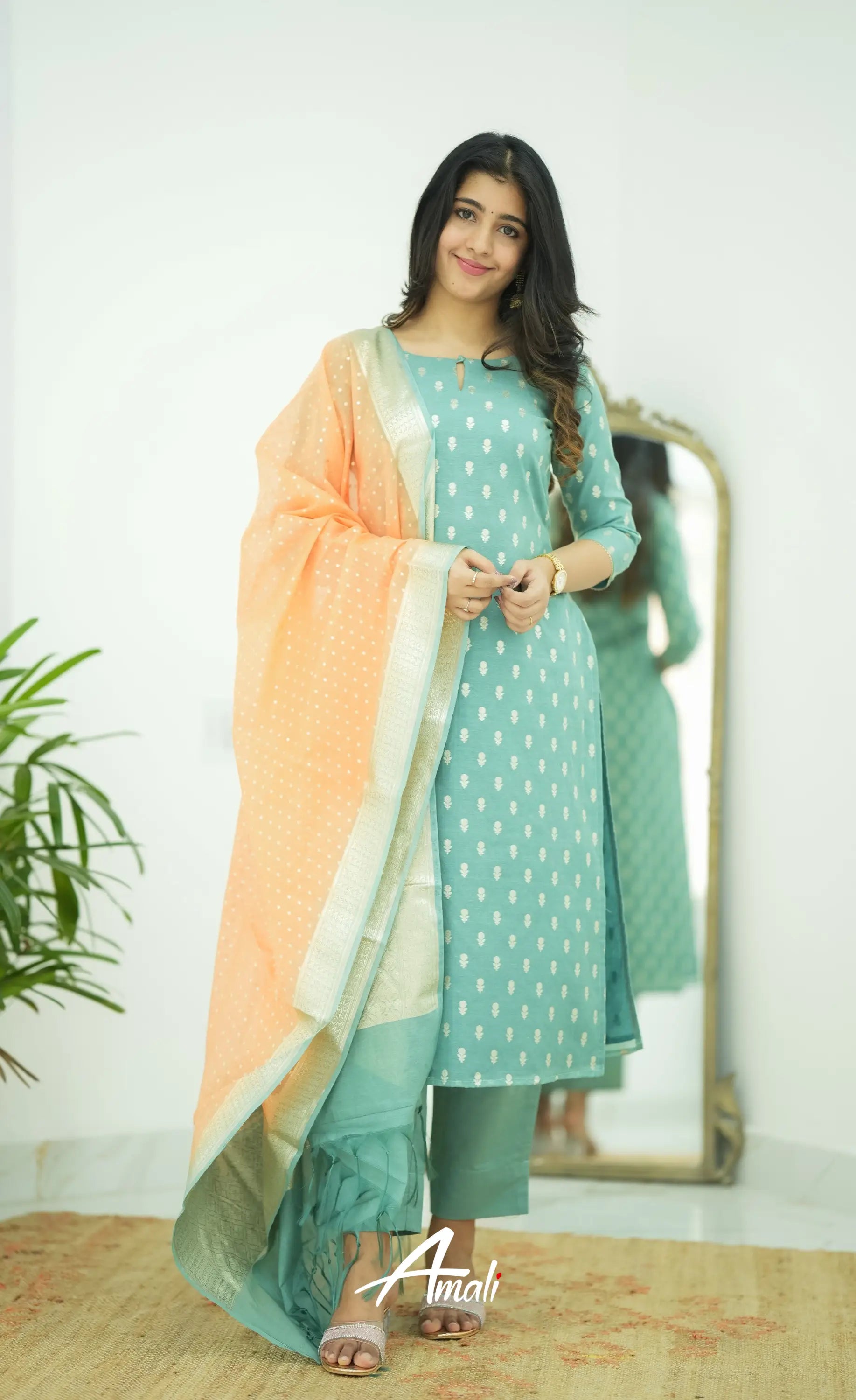 Bavana Chanderi Silk Cotton Salwar - Teal Blue Salwar