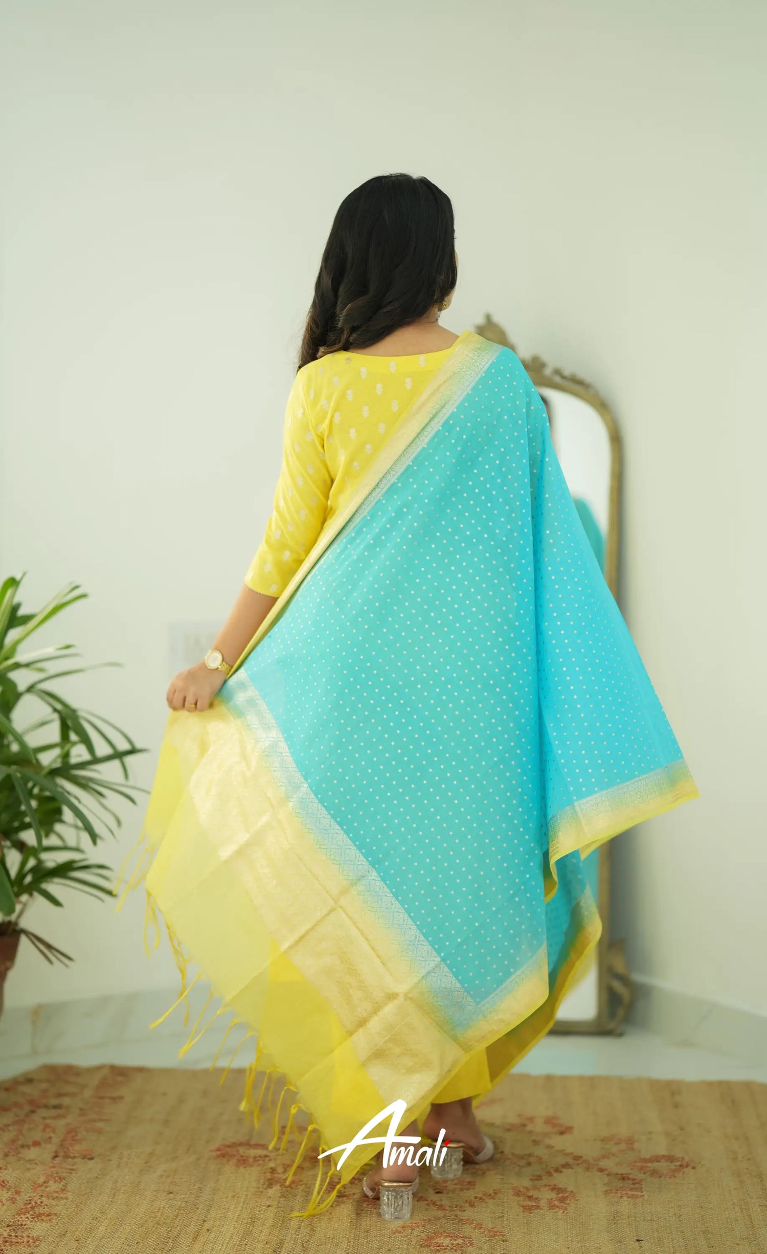 Bavana Chanderi Silk Cotton Salwar - Yellow Salwar