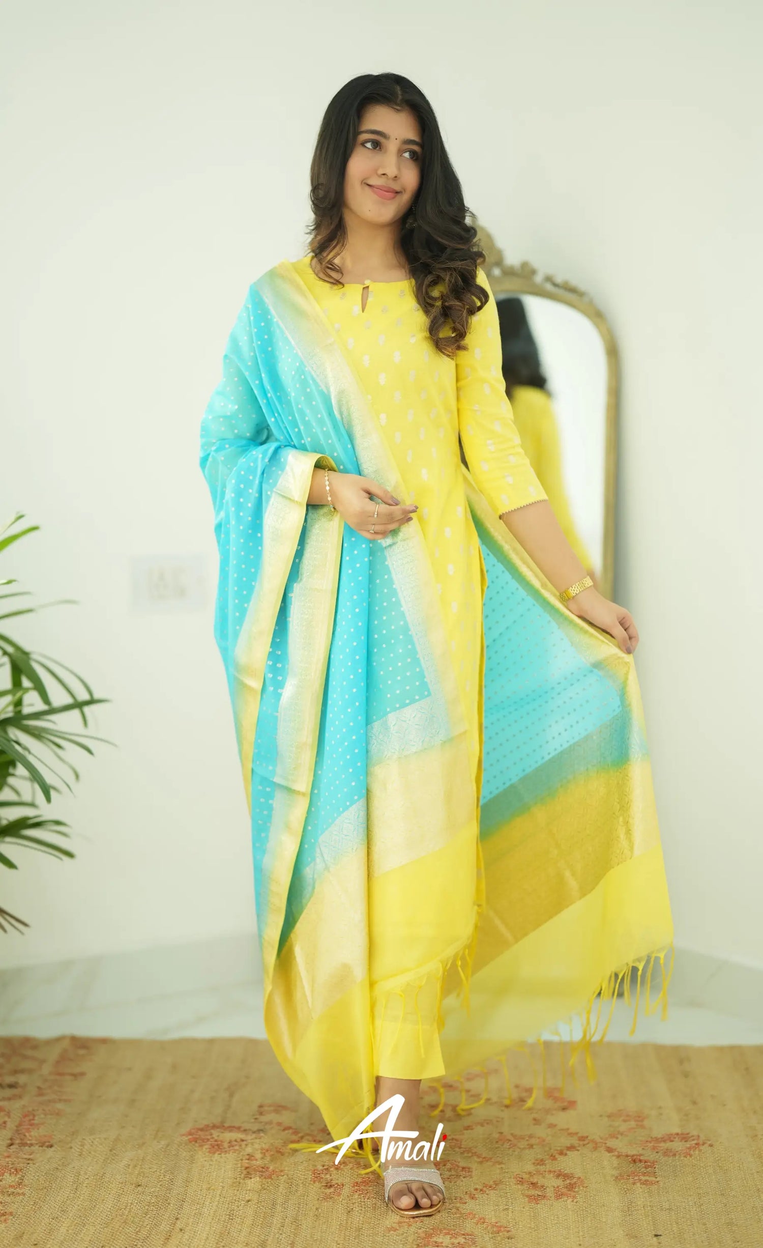 Bavana Chanderi Silk Cotton Salwar - Yellow Salwar