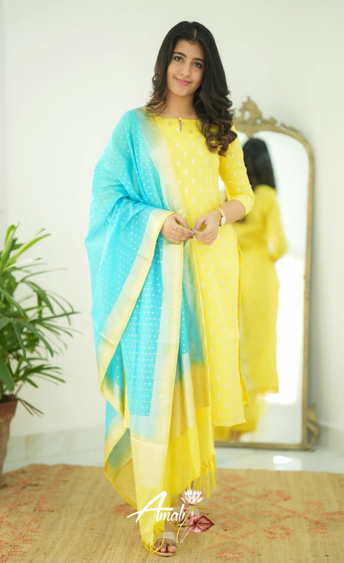 Bavana Chanderi Silk Cotton Salwar - Yellow Salwar