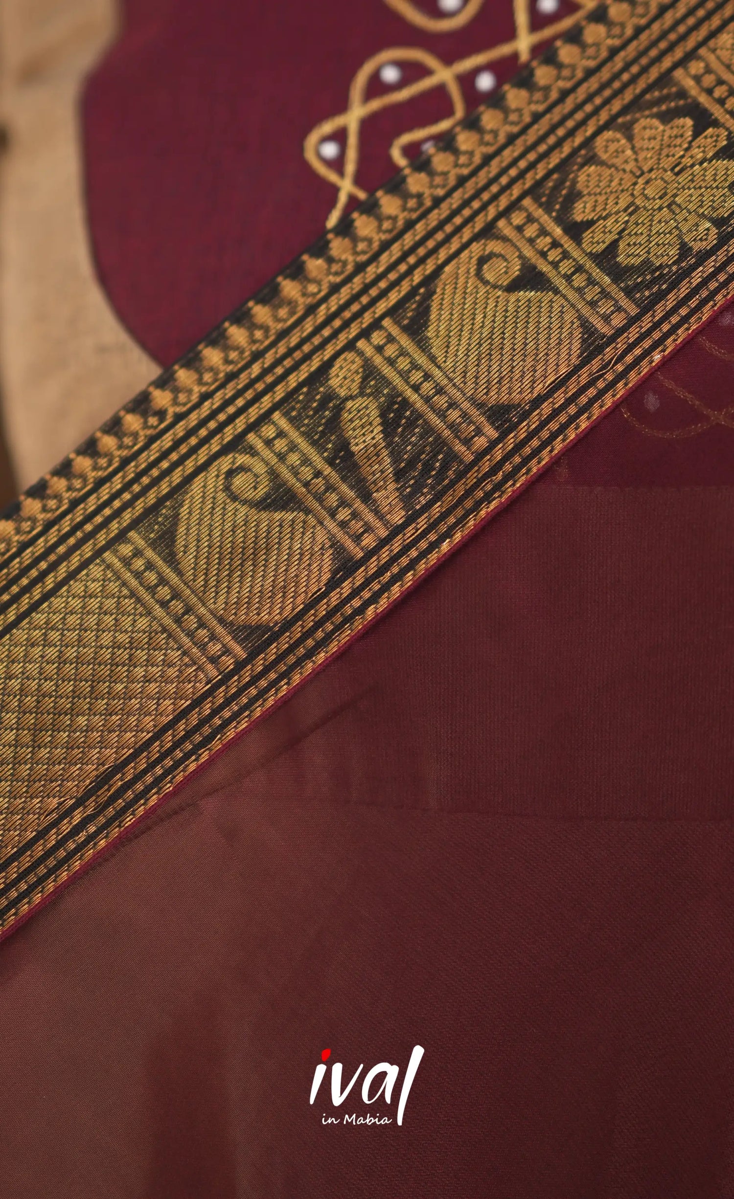 Beige and Dark Maroon Cotton Anarkali Anarkalis