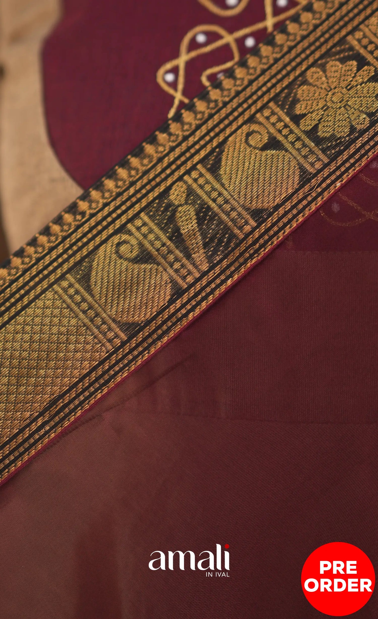 Beige and Dark Maroon Cotton Anarkali Anarkalis