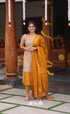 Beige and Mustard yellow Chettinad Cotton Salwar Set - salwar