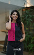 Black and Bright Pink Sleeveless Top salwar
