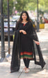 Black and Red Chettinad Cotton Salwar Set - salwar
