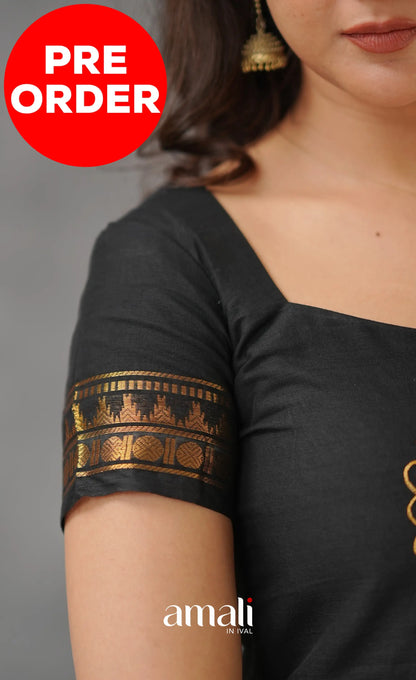 Black Chettinad Cotton Anarkali Anarkalis