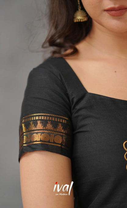 Black Chettinad Cotton Anarkali Anarkalis