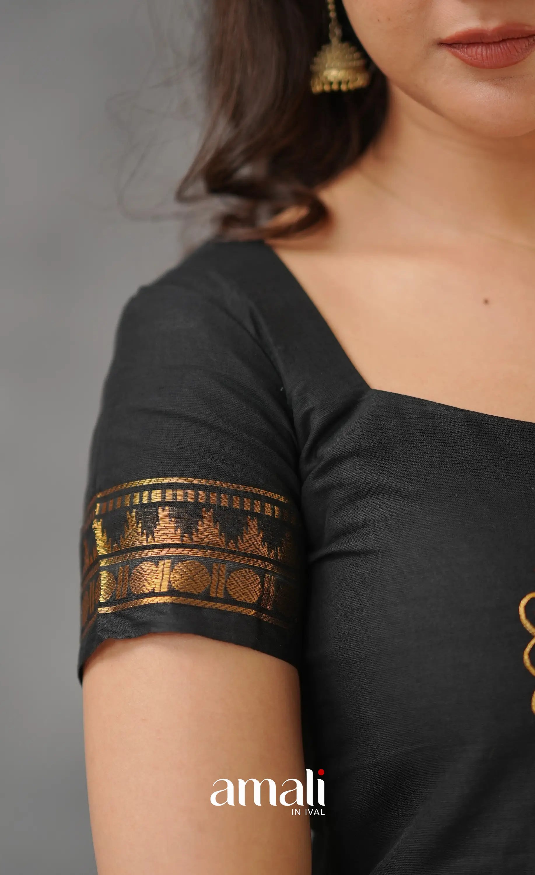 Black Chettinad Cotton Anarkali Anarkalis
