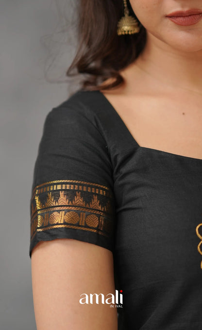 Black Chettinad Cotton Anarkali Anarkalis