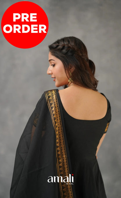 Black Chettinad Cotton Anarkali Anarkalis