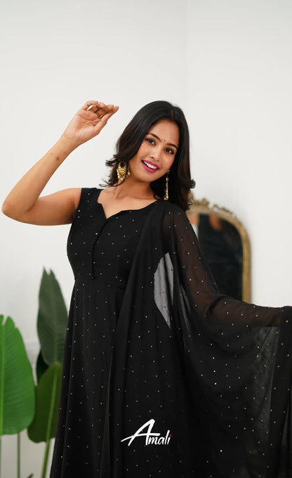 Black Georgette Anarkali Anarkalis