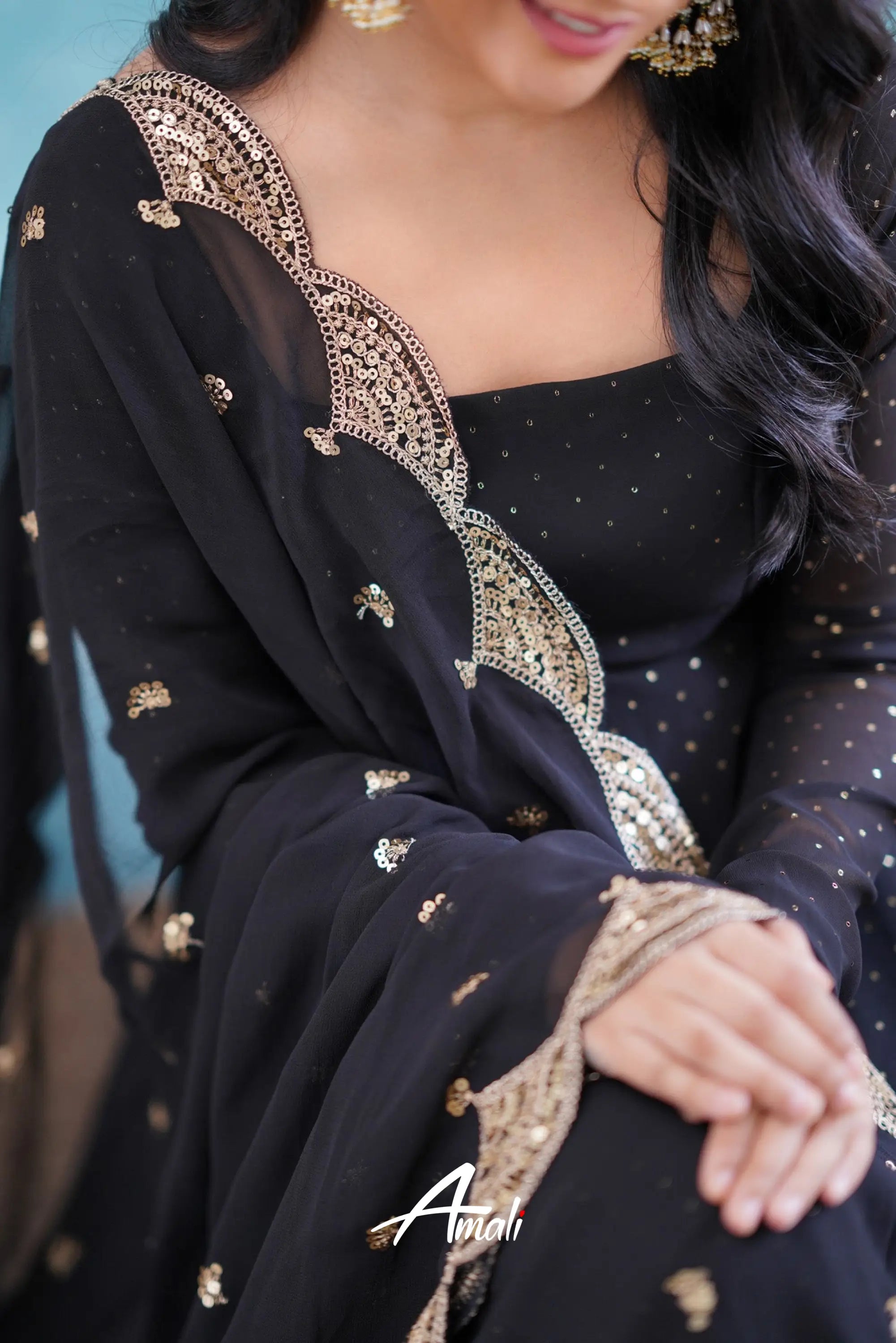 Black Georgette Anarkali Anarkalis