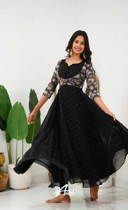 Black Georgette Anarkali Anarkalis