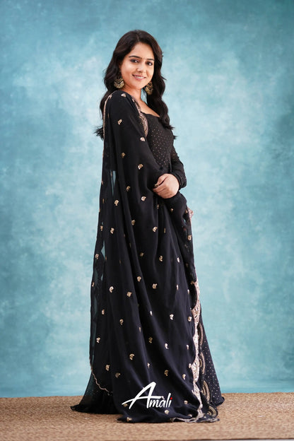 Black Georgette Anarkali Anarkalis