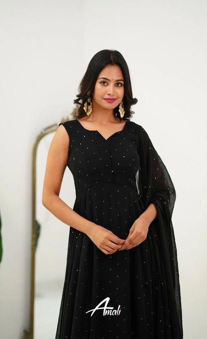 Black Georgette Anarkali Anarkalis