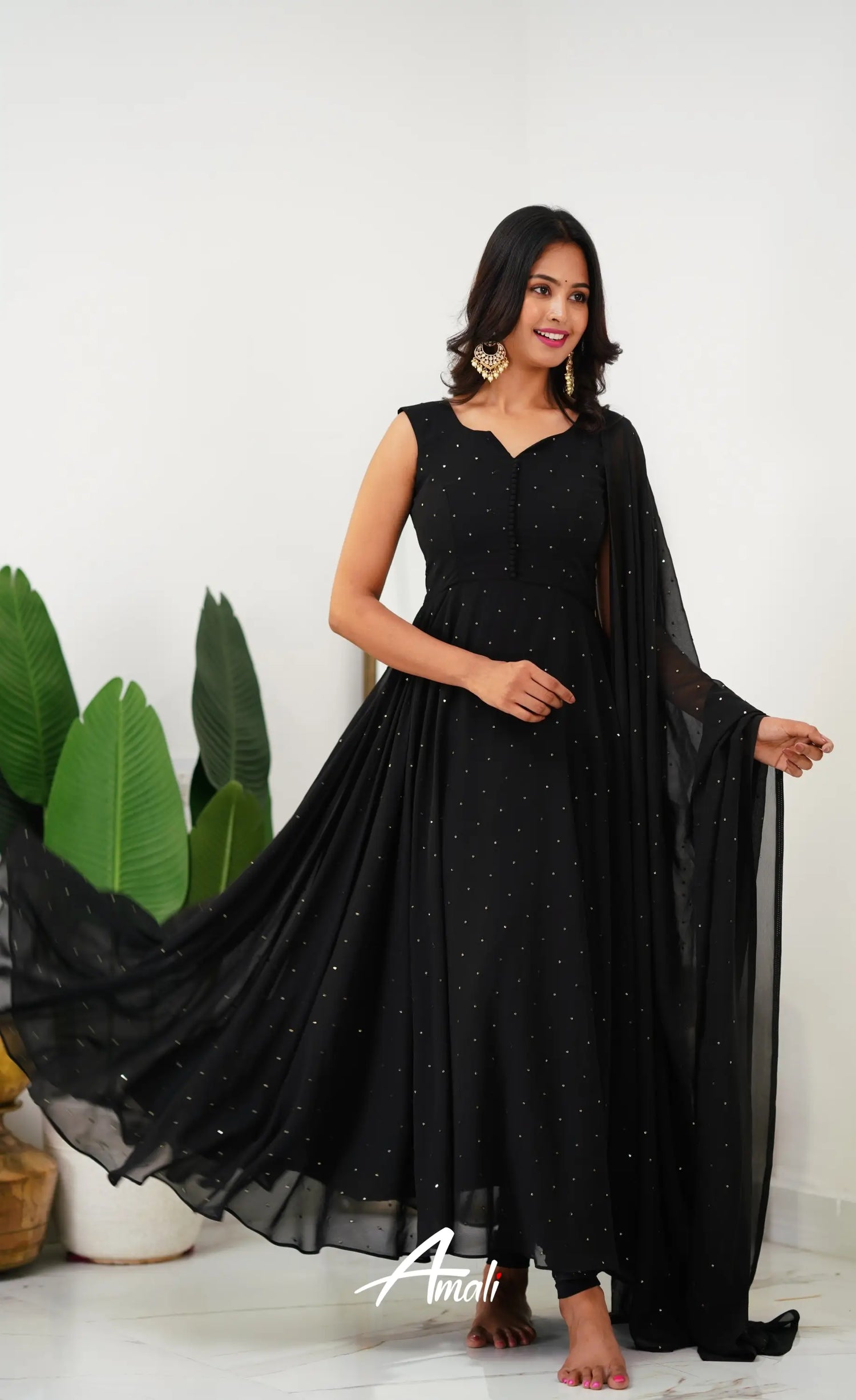 Black Georgette Anarkali Anarkalis