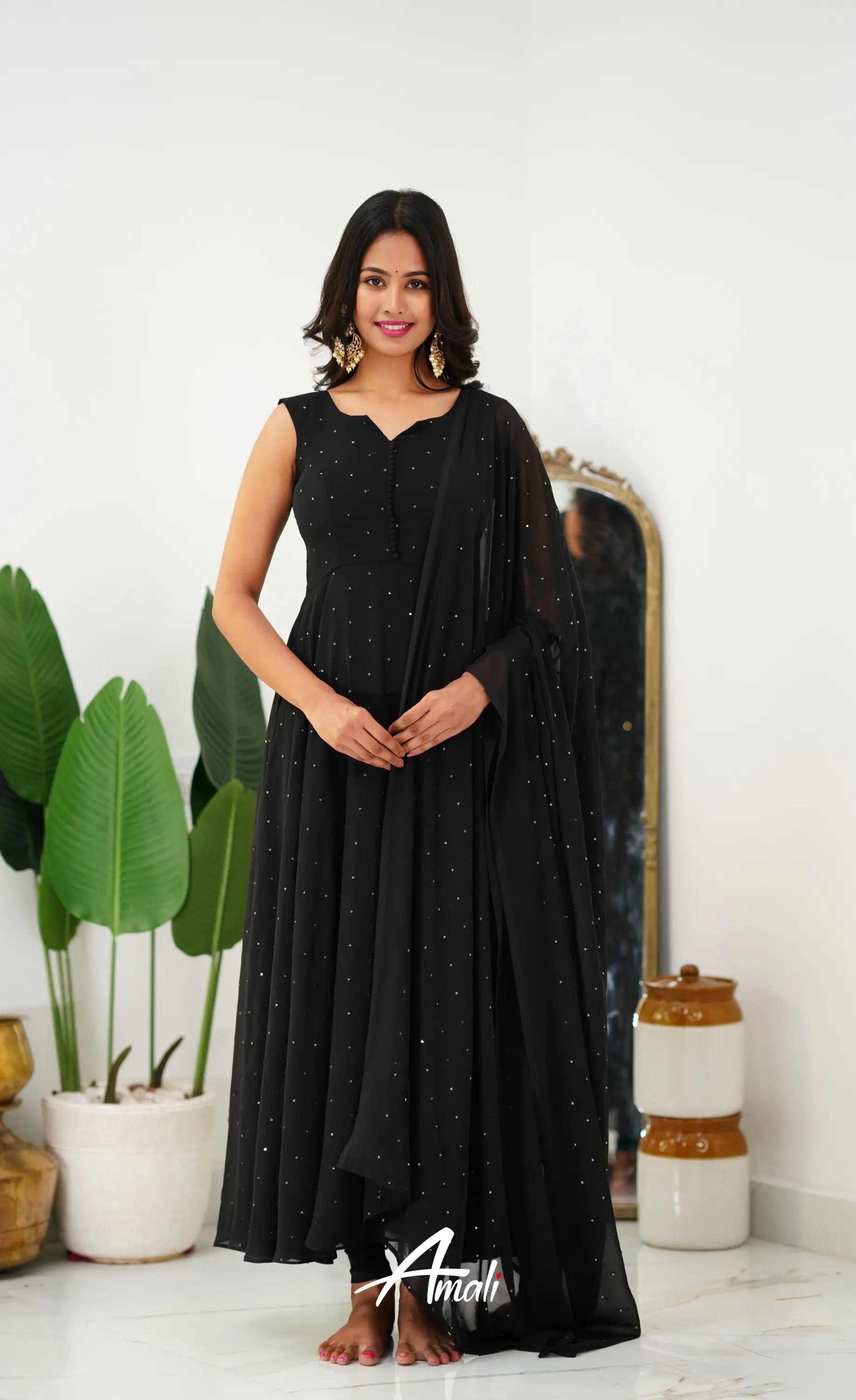 Black Georgette Anarkali Anarkalis