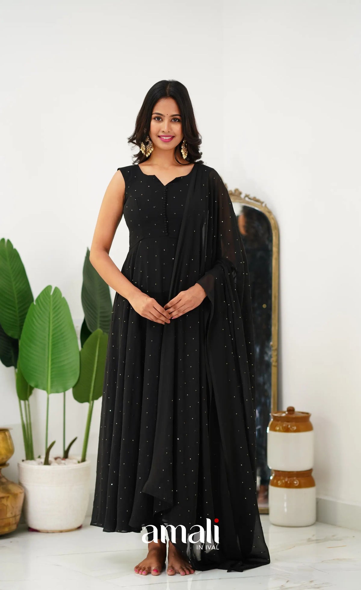 Black Georgette Anarkali Anarkalis